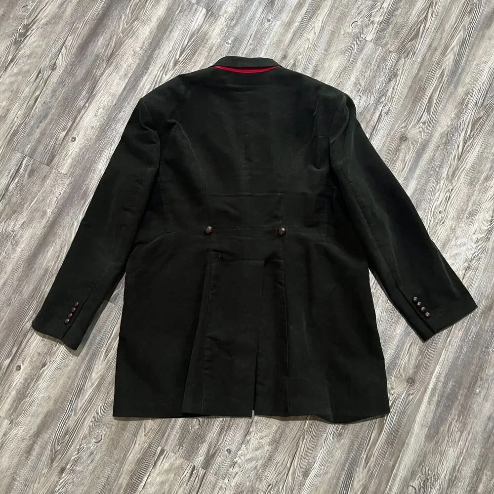 J Peterman Green Velvet Overcoat 52 XL Duca Visconti Italy